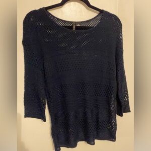 New Directions Mixed Stitch Pullover Sweater, Navy